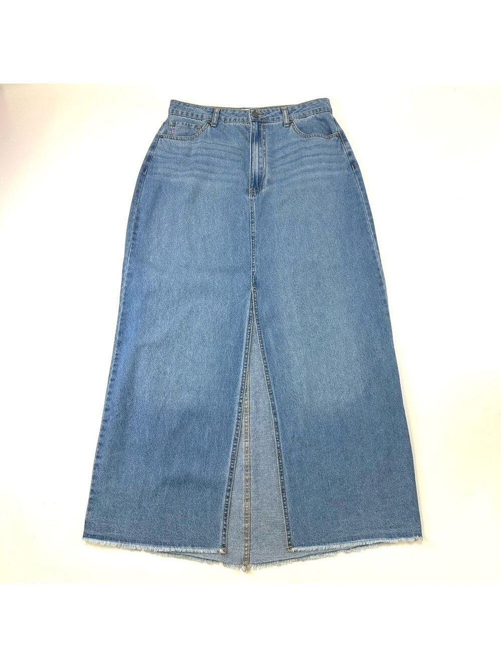And Now This cotton denim split front maxi skirt Size 14 summer jean skirt